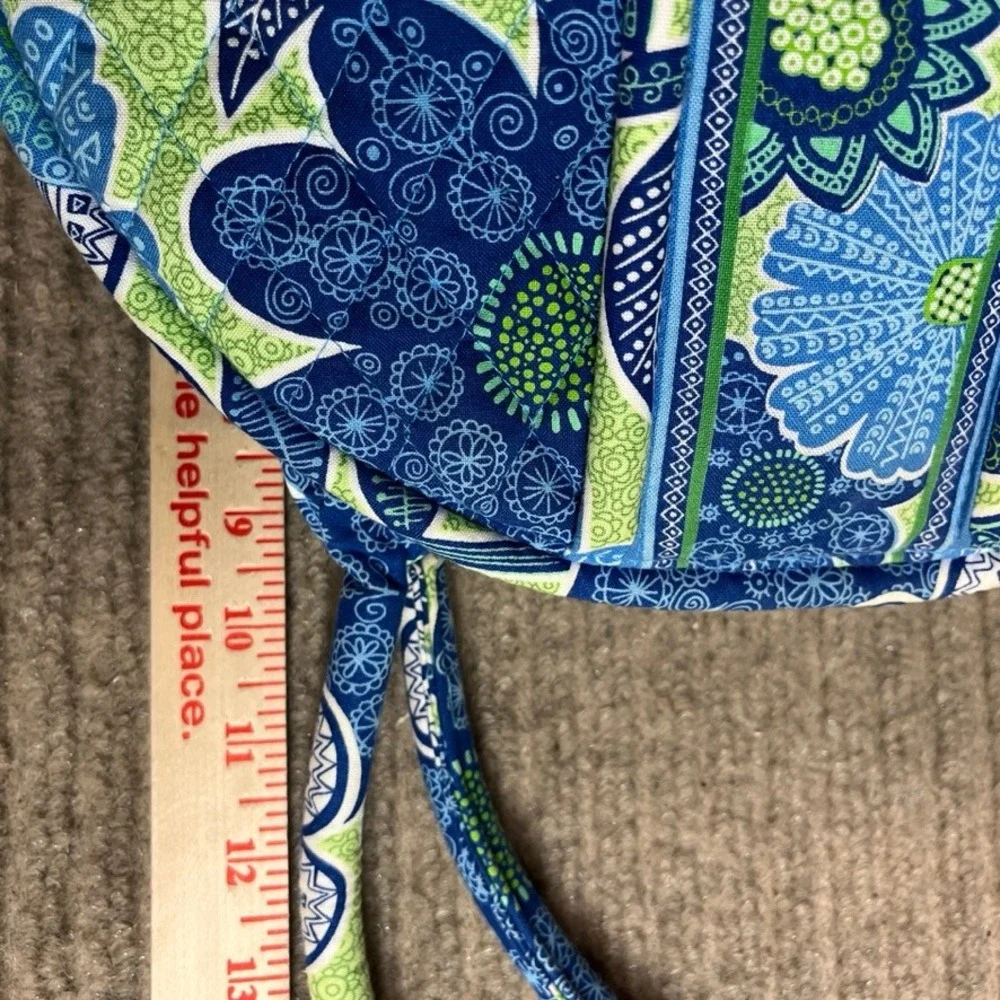 Vera Bradley Blue Lagoon Kisslock Satchel Quilted Floral Handbag Blue Green
